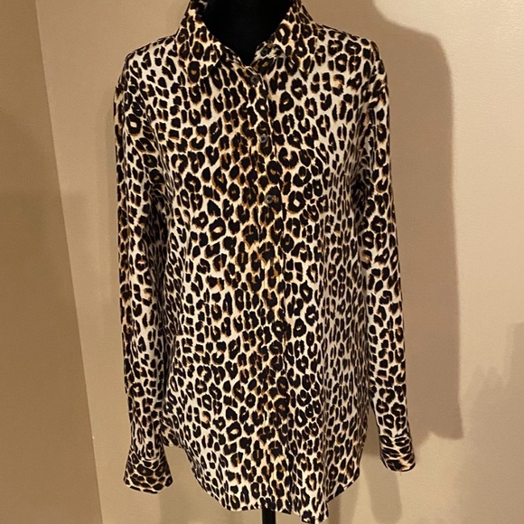Equipment/Kate Moss Natural Leopard Print Silk Top Small - Picture 5 of 16